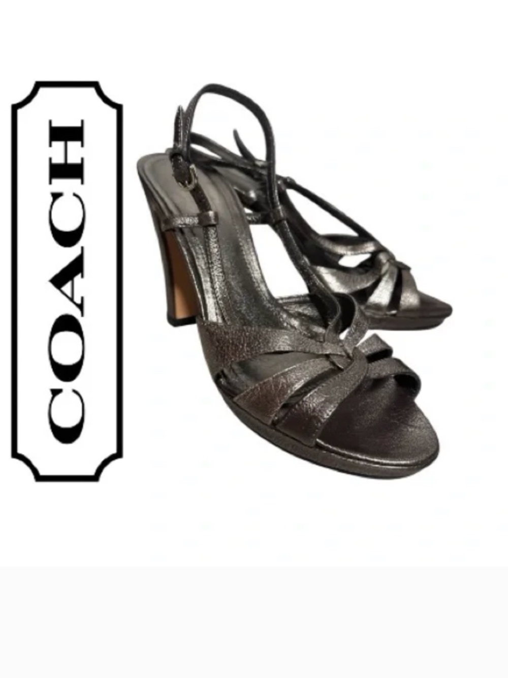 Coach Women's Silver Strappy Heels